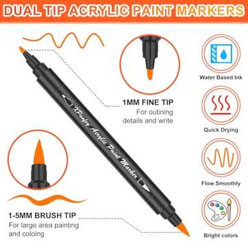 XPaoFey Dual Tip Acrylic Paint Pens for Creative Projects