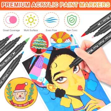 XPaoFey Dual Tip Acrylic Paint Pens for Creative Projects