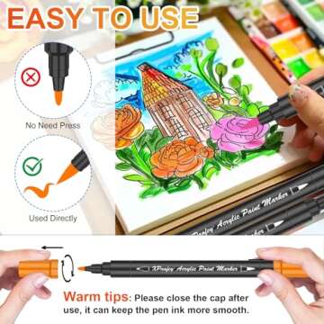 XPaoFey Dual Tip Acrylic Paint Pens for Creative Projects