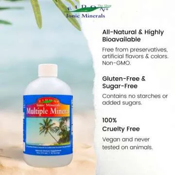 Eidon Ionic Minerals Multiple Minerals Supplement - Ionic Trace Mineral Drops for Water, Natural Liquid Vitamins to Support Heart Health and Hydration, No Additives or Preservatives - 18 oz