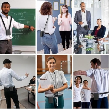 Wireless Voice Amplifier with Wireless Lavalier Lapel Microphone, PA System, Portable Speaker and Cordless Omnidirectional Mic for Teacher, Streaming, Classroom, Speech, Meeting, Yoga, Outdoors