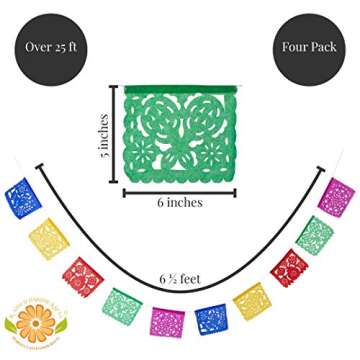 R and D Handicrafts 5 String Marigold Garland Cempasuchil Pack Plus 4 Packs Authentic Mexican Banner...