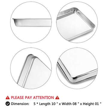 Bastwe Stainless Steel Baking Sheets Set of 5, 10x8
