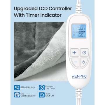 RENPHO Heating Pad for Back, Relaxation & Valentines Day Gifts for Her Him Mom Dad, Neck and Shoulder Heat Pad for Pain Relief, FSA HSA Approved, Edge Weighted, ETL Certified, 24"x33", Grey White