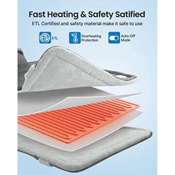 RENPHO Heating Pad for Back, Relaxation & Valentines Day Gifts for Her Him Mom Dad, Neck and Shoulder Heat Pad for Pain Relief, FSA HSA Approved, Edge Weighted, ETL Certified, 24"x33", Grey White