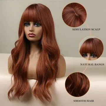 Esmee 24" Wavy Copper Brown Synthetic Wig for Women