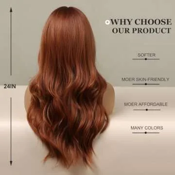 Esmee 24" Wavy Copper Brown Synthetic Wig for Women