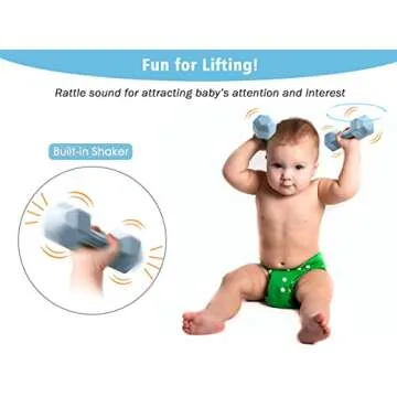 Giftty Baby Dumbbell Toy - Silicone Infant Rattle Teething Toy Teether Toddler Sensory Toy Durable Safe Exercises Workout Weight - Great Gift for Girls and Boys (1pcs 4.8oz - Cream)