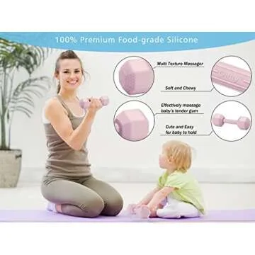 Giftty Baby Dumbbell Toy - Silicone Infant Rattle Teething Toy Teether Toddler Sensory Toy Durable Safe Exercises Workout Weight - Great Gift for Girls and Boys (1pcs 4.8oz - Cream)