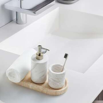 WORHE Marble Vanity Tray 11.8" x 5" Italy Natural Travertine Stone Decorative Trays for Jewelry Candles Perfume, Countertop Storage Organizer for Bathroom Dresser Kitchen Home Decor Beige (WH033)