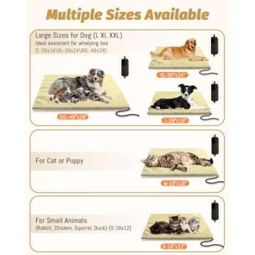 Akentio Pet Heating Pad for Dog & Cat, Adjustable 6 Temperature Cat Heating Pad with 5 Timer, Multi-Size Dog Heating Pad with Chew Resistant Cord, Auto Power Off Outdoor Heating Pad for Cats