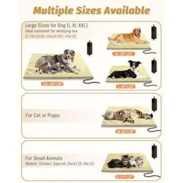 Akentio Pet Heating Pad for Dog & Cat, Adjustable 6 Temperature Cat Heating Pad with 5 Timer, Multi-Size Dog Heating Pad with Chew Resistant Cord, Auto Power Off Outdoor Heating Pad for Cats