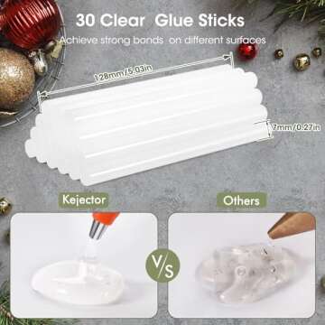 Fireproof Hot Glue Gun, Mini Glue Gun Kit with 30 Glue Sticks, 20W Glue Gun with Transparent Glue Sticks 7 * 130 mm for DIY Arts, Crafts and Quick Repairs