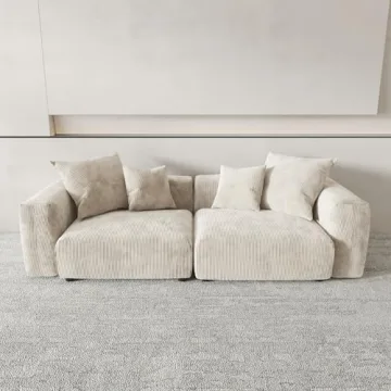 Sdorens Modular Sectional Sofa - 102.36" Loveseat Couch in Beige Corduroy