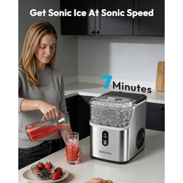 EUHOMY Nugget Ice Maker Countertop, Fast & Portable, Self-Cleaning, 34 Lbs/24H