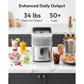 EUHOMY Countertop Nugget Ice Maker - 34 lbs Daily Ice Production