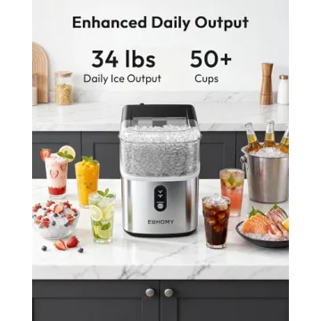 EUHOMY Countertop Nugget Ice Maker - 34 lbs Daily Ice Production