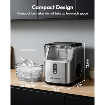 EUHOMY Countertop Nugget Ice Maker - 34 lbs Daily Ice Production