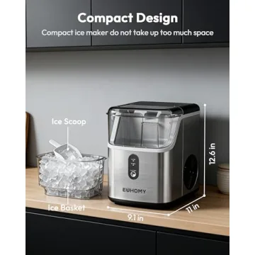 EUHOMY Countertop Nugget Ice Maker - 34 lbs Daily Ice Production
