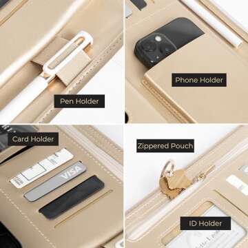 Portfolio Binder - Black Vegan Leather Padfolio for Women - Leather Portfolio Folder with Gold Trim - Portfolio Organizer Notebook - Professional Binder Folio - Business Portfolio Case by Blu Monaco