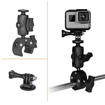 MEKNIC Super Clamp Action Camera Mount Monitor 360° Ballhead Magic Arm Double Ball Head Adapter with 1/4"-20 Thread for Canon Nikon DSLR Camera/Gopro/LED Lights/Ronin-M/Ronin MX/Freefly MOVI