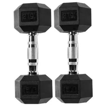 Fitvids 15LB Rubber Encased Hex Dumbbell Pair