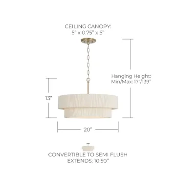 Delaney Modern Hand-Wrapped Rope Ceiling Light Fixture