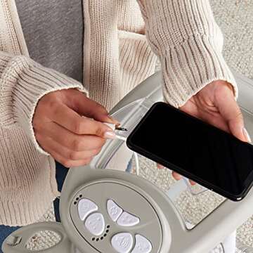 Ingenuity InLighten 6-Speed Foldable Baby Swing with Light Up Mobile, Swivel Infant Seat and Nature Sounds, 0-9 Months Up to 20 lbs (Twinkle Tails Bunny)