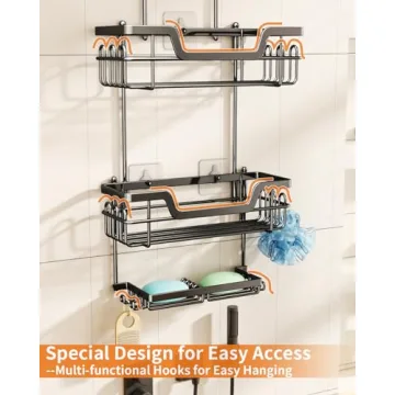 SWTYMIKI Rustproof 3 Tier Shower Caddy with Hooks