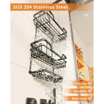 SWTYMIKI Rustproof 3 Tier Shower Caddy with Hooks