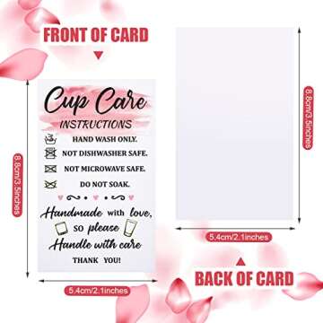 Sureio 200 Pieces Tumbler Cup Care Instructions Cards for Small Business