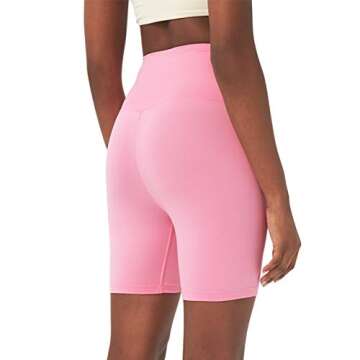 sissycos Women's High Waisted Biker Shorts Ultra Soft Stretch Yoga Band 6" Inseam Short Pants (Medium, Pink)