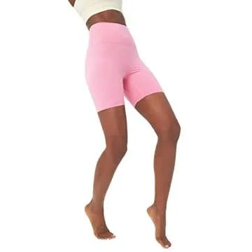 sissycos Women's High Waisted Biker Shorts Ultra Soft Stretch Yoga Band 6" Inseam Short Pants (Medium, Pink)