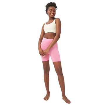 sissycos Women's High Waisted Biker Shorts Ultra Soft Stretch Yoga Band 6" Inseam Short Pants (Medium, Pink)