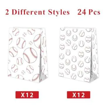 24 PCS Baseball Gift Bags for Baseball Party Decorations Baseball Goodie Bags Baseball Treat Bags Baseball Party Snack Candy Goody Bags for Kids