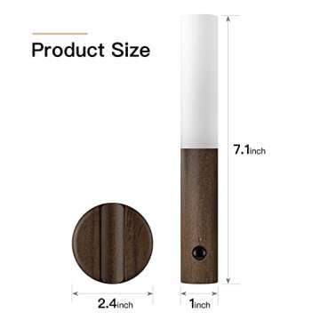 Miebul Motion Sensor Night Light, Magnetic LED Wall Lights Rechargeable Sensor Night Light Indoor Wooden Wall Sconce for Bedroom Corridor Staircase (Walnut Wood 2PCS)