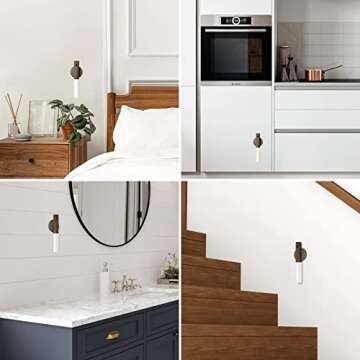 Miebul Motion Sensor Night Light, Magnetic LED Wall Lights Rechargeable Sensor Night Light Indoor Wooden Wall Sconce for Bedroom Corridor Staircase (Walnut Wood 2PCS)