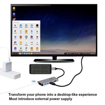 USB C to HDMI VGA Ethernet Adapter, Type C Hub with HDMI 4K RJ45 2 USB3.0 Audio and PD Charging Ports,Compatible with Samsung DeX for Galaxy S9/S8/Note 9/8,Nintendo Switch Adapter,MacBook/MacBook Pro