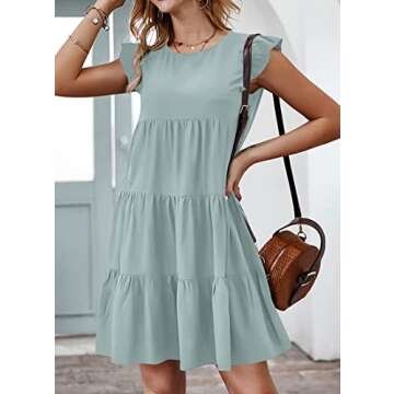 KIRUNDO Casual Mini Ruffle Babydoll Dress for Summer