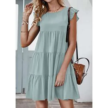 KIRUNDO Casual Mini Ruffle Babydoll Dress for Summer