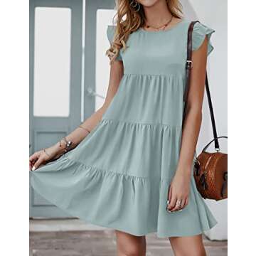 KIRUNDO Casual Mini Ruffle Babydoll Dress for Summer