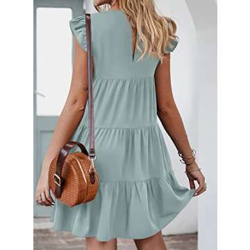 KIRUNDO Casual Mini Ruffle Babydoll Dress for Summer