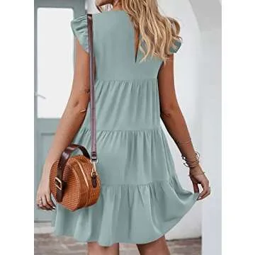 KIRUNDO Casual Mini Ruffle Babydoll Dress for Summer