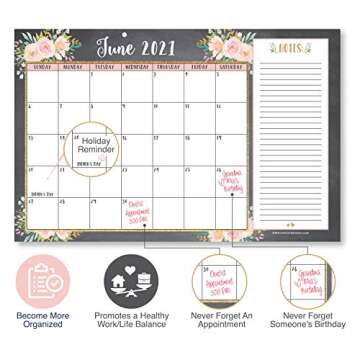 Gold Pink Chalk Floral Calendar for Elegant Planning