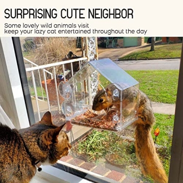 Mrcrafts Window Bird Feeder for Outside with Strong Suction Cups, Fits for Cardinals, Finches, Chickadees etc.