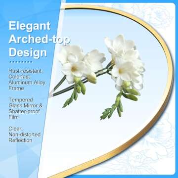 Grungis 57"x19" Arched Full Length Mirror with Stand, Gold Mirror Full Length Aluminum Alloy Thin Frame Full Body Mirror, Free Standing, Hang or Lean Against Wall