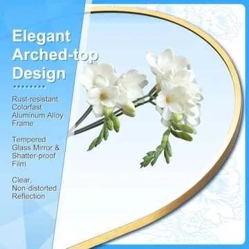 Grungis 57"x19" Arched Full Length Mirror with Stand, Gold Mirror Full Length Aluminum Alloy Thin Frame Full Body Mirror, Free Standing, Hang or Lean Against Wall