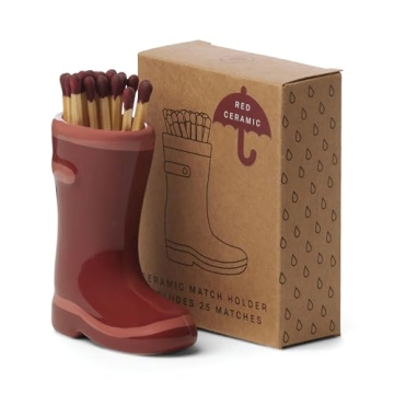 Paddywax Ceramic Wellington Boot Match Holder Gift Set with Safety Matches