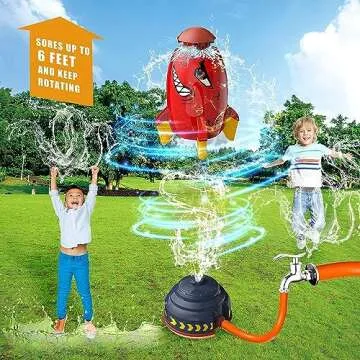 TANSAR Sprinkler Rocket Launcher, Outdoor Water Toys for Kids, Summer Outside Game, Holiday & Birthday Ideas for Boys Girls Age 3 4 5 6 7 8 Year Old, Red