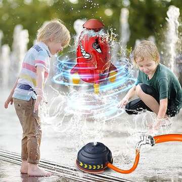 TANSAR Sprinkler Rocket Launcher, Outdoor Water Toys for Kids, Summer Outside Game, Holiday & Birthday Ideas for Boys Girls Age 3 4 5 6 7 8 Year Old, Red